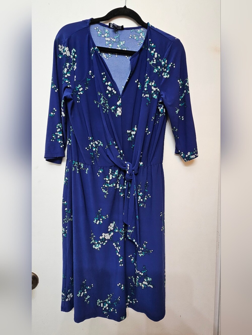 Chaps Blue Floral Wrap Dress